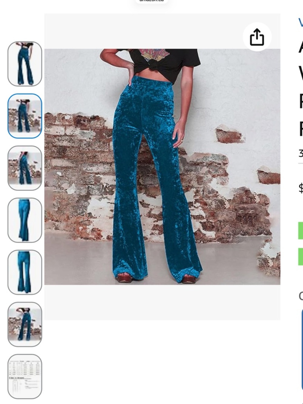 Blue Velvet High-Waist Flared Pants